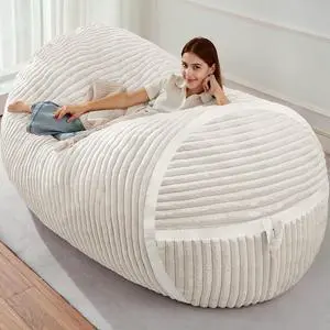 Bean Bag Chair 5FT Giant Bean Bag Chairs for Adults with Memory Foam Filled,5'Beanbag Chair with Soft Faux Fur Cover,Comfy Bean Bag Sofa Lounger for Living Room,Game Room,Bedroom-White Bean Bag Chair 5FT Giant Bean Bag Chairs for Adults with Memory Foam Filled,5'Beanbag Chair with Soft Faux Fur Cover,Comfy Bean Bag Sofa Lounger for Living Room,Game Room,Bedroom-White