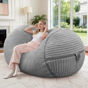 Bean Bag Chair 4FT Large Bean Bag Chairs for Adults with Memory Foam Filled,4'Beanbag Chair with Soft Faux Fur Cover,Comfy Bean Bag Sofa for Classroom,Living Room,Game Room,Bedroom-LIGHT GREY Bean Bag Chair 4FT Large Bean Bag Chairs for Adults with Memory Foam Filled,4'Beanbag Chair with Soft Faux Fur Cover,Comfy Bean Bag Sofa for Classroom,Living Room,Game Room,Bedroom-LIGHT GREY