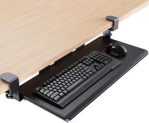 Keyboard Tray Under Desk, Keyboard Holder with C-Clamp Hardware, 26.5 W x 11.8 D Slide Out Computer Keyboard & Mouse Tray for Home Office, Black, HNKB12B, Large Keyboard Tray Under Desk, Keyboard Holder with C-Clamp Hardware, 26.5 W x 11.8 D Slide Out Computer Keyboard & Mouse Tray for Home Office, Black, HNKB12B, Large