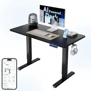 48" AI Smart Standing Desk with App-Synced Sedentary Reminders, Electric Height Adjustable Desk with Body-Data Ergonomic Presets, Voice Control Alexa/Google/Siri, 3 Memory Settings Table, Black 48" AI Smart Standing Desk with App-Synced Sedentary Reminders, Electric Height Adjustable Desk with Body-Data Ergonomic Presets, Voice Control Alexa/Google/Siri, 3 Memory Settings Table, Black
