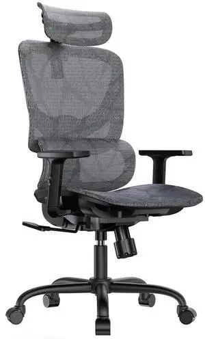 Ergonomic Mesh Office Chair with 5-Level Lumbar Support, Computer Gaming Chair with Adjustable Headrest & Armrests, Rocking Tilt, Comfortable High Back Desk Chair for Home Office Ergonomic Mesh Office Chair with 5-Level Lumbar Support, Computer Gaming Chair with Adjustable Headrest & Armrests, Rocking Tilt, Comfortable High Back Desk Chair for Home Office
