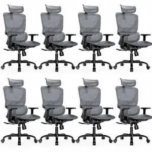 Ergonomic Mesh Office Chair with 5-Level Lumbar Support, Computer Gaming Chair with Adjustable Headrest & Armrests, Rocking Tilt, Comfortable High Back Desk Chair for Home Office,8 Pack Ergonomic Mesh Office Chair with 5-Level Lumbar Support, Computer Gaming Chair with Adjustable Headrest & Armrests, Rocking Tilt, Comfortable High Back Desk Chair for Home Office,8 Pack