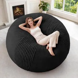6FT Bean Bag Chairs Teardrop Bean Bag Chairs for Adults Beanbag Chair with Memory Foam Filled Soft Stripe Leaf alongside Plush Faux Fur Washable Cover for Dorm, Bedroom(Stripe BK) 6FT Bean Bag Chairs Teardrop Bean Bag Chairs for Adults Beanbag Chair with Memory Foam Filled Soft Stripe Leaf alongside Plush Faux Fur Washable Cover for Dorm, Bedroom(Stripe BK)