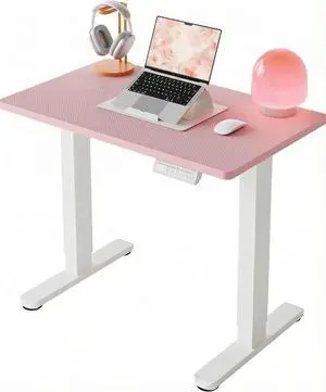 32" Small Electric Standing Desk Adjustable Height, 4 Memory Height Settings, Sit Stand Up Desk for Home Office & Computer Workstation, Pink 32" Small Electric Standing Desk Adjustable Height, 4 Memory Height Settings, Sit Stand Up Desk for Home Office & Computer Workstation, Pink