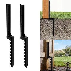 2-Pack Serrated Steel Fence Post Repair Kit | Serrated-Shaped Steel Repair Stakes with Serrated Surface to Prevent Loosening for Stabilizing Loose & Leaning Wooden Fences 2-Pack Serrated Steel Fence Post Repair Kit | Serrated-Shaped Steel Repair Stakes with Serrated Surface to Prevent Loosening for Stabilizing Loose & Leaning Wooden Fences