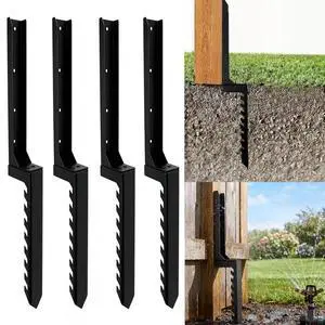 4-Pack Thickened Serrated Steel Fence Post Spike | No Dig Ground Spike Anchor Stakes with Serrated Design for Stronger Grip for Fixing Tilted & Broken Fence Post Repair Kit 4-Pack Thickened Serrated Steel Fence Post Spike | No Dig Ground Spike Anchor Stakes with Serrated Design for Stronger Grip for Fixing Tilted & Broken Fence Post Repair Kit