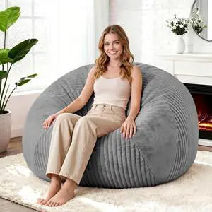 4FT Bean Bag Chairs Teardrop Bean Bag Chairs for Adults Beanbag Chair with Memory Foam Filled Soft Plush Leaf alongside Stripe Faux Fur Washable Cover for Dorm, Bedroom(Plush DGY) 4FT Bean Bag Chairs Teardrop Bean Bag Chairs for Adults Beanbag Chair with Memory Foam Filled Soft Plush Leaf alongside Stripe Faux Fur Washable Cover for Dorm, Bedroom(Plush DGY)