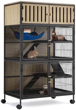Metal Large Guinea Pig Cages 5 Levels, 50.0" H Rolling Ferret Cage with Removable Ramps & Double Door, Cage with Locker, Squirrel Cage Christmas Decoration Pet Crate Furniture Metal Large Guinea Pig Cages 5 Levels, 50.0" H Rolling Ferret Cage with Removable Ramps & Double Door, Cage with Locker, Squirrel Cage Christmas Decoration Pet Crate Furniture