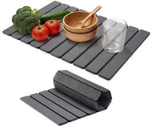 Large Stone Dish Drying Mat for Kitchen Counter 24"×16" Collapsible Diatomaceous Earth Mat, Ultra Absorbent & Quick Dry, Foldable Drying Pad for Dishes, Bottles, Cups (Dark Grey) Large Stone Dish Drying Mat for Kitchen Counter 24"×16" Collapsible Diatomaceous Earth Mat, Ultra Absorbent & Quick Dry, Foldable Drying Pad for Dishes, Bottles, Cups (Dark Grey)