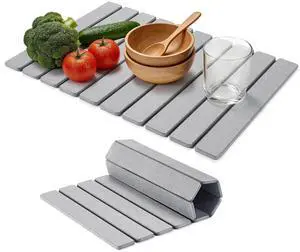 Large Stone Dish Drying Mat for Kitchen Counter 24"×16" Collapsible Diatomaceous Earth Mat, Ultra Absorbent & Quick Dry, Foldable Drying Pad for Dishes, Bottles, Cups (Light Grey) Large Stone Dish Drying Mat for Kitchen Counter 24"×16" Collapsible Diatomaceous Earth Mat, Ultra Absorbent & Quick Dry, Foldable Drying Pad for Dishes, Bottles, Cups (Light Grey)