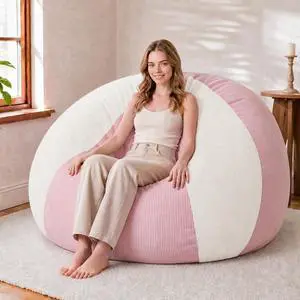 5FT Bean Bag Chair Teardrop Bean Bag Chairs for Adults beanbag with Memory Foam Filled with Dual-Tone Unique Combination Corduroy & Luxury Distressed Velvet Washable Cover,Velvet Pink & White 5FT Bean Bag Chair Teardrop Bean Bag Chairs for Adults beanbag with Memory Foam Filled with Dual-Tone Unique Combination Corduroy & Luxury Distressed Velvet Washable Cover,Velvet Pink & White