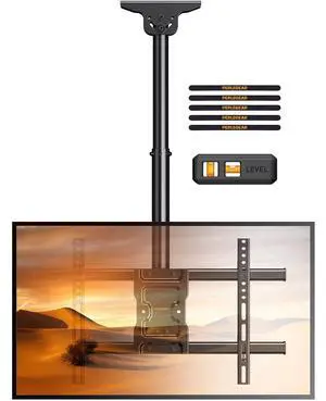 Ceiling TV Mount, Hanging TV Mount for 37-75 inch Flat or Curved TVs up to 99 lbs, Full Motion TV Bracket with Swivel, Tilt, Max VESA 600x400mm, PGLCM1 Ceiling TV Mount, Hanging TV Mount for 37-75 inch Flat or Curved TVs up to 99 lbs, Full Motion TV Bracket with Swivel, Tilt, Max VESA 600x400mm, PGLCM1
