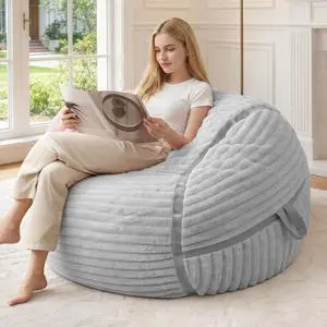 Bean Bag Chair 3FT Big Bean Bag Chairs for Adults with Memory Foam Filled,3'Beanbag Chair with Soft Faux Fur Cover,Comfy Bean Bag Sofa for Classroom,Living Room,Game Room,Bedroom-Light Grey Bean Bag Chair 3FT Big Bean Bag Chairs for Adults with Memory Foam Filled,3'Beanbag Chair with Soft Faux Fur Cover,Comfy Bean Bag Sofa for Classroom,Living Room,Game Room,Bedroom-Light Grey