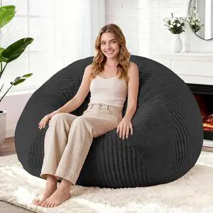 5FT Bean Bag Chairs Teardrop Bean Bag Chairs for Adults Beanbag Chair with Memory Foam Filled Soft Plush Leaf alongside Stripe Faux Fur Washable Cover for Dorm, Bedroom(Plush BK) 5FT Bean Bag Chairs Teardrop Bean Bag Chairs for Adults Beanbag Chair with Memory Foam Filled Soft Plush Leaf alongside Stripe Faux Fur Washable Cover for Dorm, Bedroom(Plush BK)