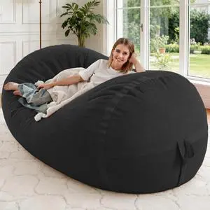 Bean Bag Chair, 5FT Large Bean Bag Chair with Removable Cover, Comfy Beanbag Chair with Memory Foam Filling, Bean Bag Sofa for Living Room Bedroom Reading Room, Black Bean Bag Chair, 5FT Large Bean Bag Chair with Removable Cover, Comfy Beanbag Chair with Memory Foam Filling, Bean Bag Sofa for Living Room Bedroom Reading Room, Black