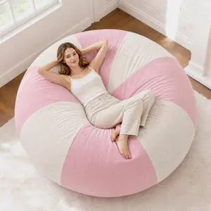 6FT Bean Bag Chair Teardrop Bean Bag Chairs for Adults beanbag with Memory Foam Filled with Dual-Tone Unique Combination Corduroy & Luxury Distressed Velvet Washable Cover,Velvet Pink & White 6FT Bean Bag Chair Teardrop Bean Bag Chairs for Adults beanbag with Memory Foam Filled with Dual-Tone Unique Combination Corduroy & Luxury Distressed Velvet Washable Cover,Velvet Pink & White