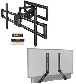 Soundbar Mount with Adjustable Height, Sound bar Mount up to 15 lbs & Extra Large Full Motion TV Wall Mount for 55120 Inch TVs up to 220 lbs PGTVM69B Soundbar Mount with Adjustable Height, Sound bar Mount up to 15 lbs & Extra Large Full Motion TV Wall Mount for 55120 Inch TVs up to 220 lbs PGTVM69B