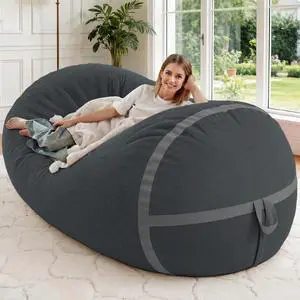 Bean Bag Chair, 5FT Large Bean Bag Chair with Removable Cover, Comfy Beanbag Chair with Memory Foam Filling, Bean Bag Sofa for Living Room Bedroom Reading Room, Dark Grey Bean Bag Chair, 5FT Large Bean Bag Chair with Removable Cover, Comfy Beanbag Chair with Memory Foam Filling, Bean Bag Sofa for Living Room Bedroom Reading Room, Dark Grey