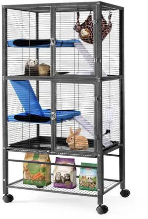55''H Large Metal Rolling Ferrets Cage, Cage for Rats/Chinchillas, 0.5'' Bar Spacing for Ferret,Small Animal Cage w/Removable Ramp & Platform 55''H Large Metal Rolling Ferrets Cage, Cage for Rats/Chinchillas, 0.5'' Bar Spacing for Ferret,Small Animal Cage w/Removable Ramp & Platform