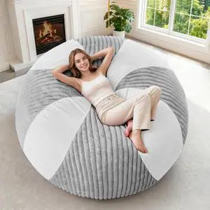 6FT Bean Bag Chairs Teardrop Bean Bag Chairs for Adults Beanbag Chair with Memory Foam Filled Soft Plush Leaf alongside Stripe Faux Fur Washable Cover for Dorm, Bedroom(Plush LGY/WH) 6FT Bean Bag Chairs Teardrop Bean Bag Chairs for Adults Beanbag Chair with Memory Foam Filled Soft Plush Leaf alongside Stripe Faux Fur Washable Cover for Dorm, Bedroom(Plush LGY/WH)