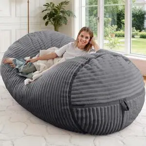 Bean Bag Chair 5FT Giant Bean Bag Chairs for Adults with Memory Foam Filled,5'Beanbag Chair with Soft Faux Fur Cover,Comfy Bean Bag Sofa Lounger for Living Room,Game Room,Bedroom-Dark Grey Bean Bag Chair 5FT Giant Bean Bag Chairs for Adults with Memory Foam Filled,5'Beanbag Chair with Soft Faux Fur Cover,Comfy Bean Bag Sofa Lounger for Living Room,Game Room,Bedroom-Dark Grey