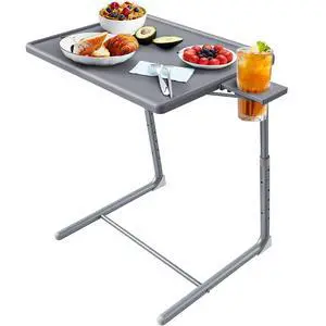 Adjustable TV Tray Table - TV Dinner Tray on Bed & Sofa, Comfortable Folding Table with 6 Height & 3 Tilt Angle Adjustments (Gray) Adjustable TV Tray Table - TV Dinner Tray on Bed & Sofa, Comfortable Folding Table with 6 Height & 3 Tilt Angle Adjustments (Gray)