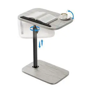 TV Tray Table, Adjustable Height TV Tray with 360° Swivel & 90° Tilt, Sturdy Side Table with Anti-Slip Bar for Laptop, Eating, Space-Saving Side Table for Couch, Bedside, Living Room TV Tray Table, Adjustable Height TV Tray with 360° Swivel & 90° Tilt, Sturdy Side Table with Anti-Slip Bar for Laptop, Eating, Space-Saving Side Table for Couch, Bedside, Living Room