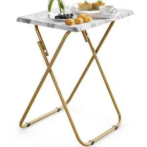 Folding TV Tray Table -Stable Tray Table with No Assembly Required, TV Dinner Tray for Eating, Foldable Snack Tables for Bed & Sofa (Marbling) Folding TV Tray Table -Stable Tray Table with No Assembly Required, TV Dinner Tray for Eating, Foldable Snack Tables for Bed & Sofa (Marbling)