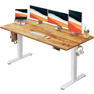 Electric Standing Desk, Whole Piece Desktop, Adjustable Height Computer Desk, 4 Height Memory Settings, Sit Stand Up Desk for Home Office, 60" x 24", Light Vintage Electric Standing Desk, Whole Piece Desktop, Adjustable Height Computer Desk, 4 Height Memory Settings, Sit Stand Up Desk for Home Office, 60" x 24", Light Vintage