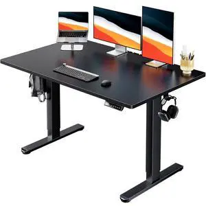 Electric Standing Desk, Whole Piece Desktop, Adjustable Height Computer Desk, 4 Height Memory Settings, Sit Stand Up Desk for Home Office, 48" x 30", Black Electric Standing Desk, Whole Piece Desktop, Adjustable Height Computer Desk, 4 Height Memory Settings, Sit Stand Up Desk for Home Office, 48" x 30", Black