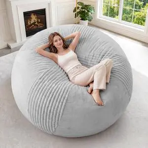 6FT Bean Bag Chairs Teardrop Bean Bag Chairs for Adults Beanbag Chair with Memory Foam Filled Soft Stripe Leaf alongside Plush Faux Fur Washable Cover for Dorm, Bedroom(Stripe LGY) 6FT Bean Bag Chairs Teardrop Bean Bag Chairs for Adults Beanbag Chair with Memory Foam Filled Soft Stripe Leaf alongside Plush Faux Fur Washable Cover for Dorm, Bedroom(Stripe LGY)