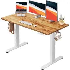 Electric Standing Desk, Whole Piece Desktop, Adjustable Height Computer Desk, 4 Height Memory Settings, Sit Stand Up Desk for Home Office, 48" x 24", Light Vintage Electric Standing Desk, Whole Piece Desktop, Adjustable Height Computer Desk, 4 Height Memory Settings, Sit Stand Up Desk for Home Office, 48" x 24", Light Vintage