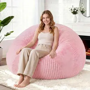5FT Bean Bag Chairs Teardrop Bean Bag Chairs for Adults Beanbag Chair with Memory Foam Filled Soft Plush Leaf alongside Stripe Faux Fur Washable Cover for Dorm, Bedroom(Plush PK) 5FT Bean Bag Chairs Teardrop Bean Bag Chairs for Adults Beanbag Chair with Memory Foam Filled Soft Plush Leaf alongside Stripe Faux Fur Washable Cover for Dorm, Bedroom(Plush PK)