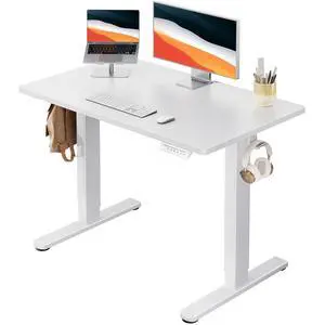 Electric Standing Desk, Whole Piece Desktop, Adjustable Height Computer Desk, 4 Height Memory Settings, Sit Stand Up Desk for Home Office, 40" x 24", White Electric Standing Desk, Whole Piece Desktop, Adjustable Height Computer Desk, 4 Height Memory Settings, Sit Stand Up Desk for Home Office, 40" x 24", White
