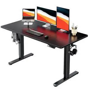 Electric Standing Desk, Whole Piece Desktop, Adjustable Height Computer Desk, 4 Height Memory Settings, Sit Stand Up Desk for Home Office, 55" x 27", Black Electric Standing Desk, Whole Piece Desktop, Adjustable Height Computer Desk, 4 Height Memory Settings, Sit Stand Up Desk for Home Office, 55" x 27", Black