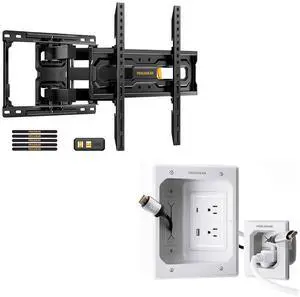 Full Motion TV Mount for 32-65 Inch TVs with Cord Hider for Wall Mount TV with AC Outlets Full Motion TV Mount for 32-65 Inch TVs with Cord Hider for Wall Mount TV with AC Outlets