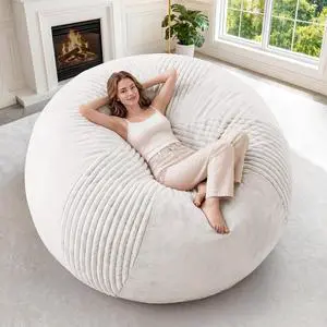 6FT Bean Bag Chairs Teardrop Bean Bag Chairs for Adults Beanbag Chair with Memory Foam Filled Soft Stripe Leaf alongside Plush Faux Fur Washable Cover for Dorm, Bedroom(Stripe WH) 6FT Bean Bag Chairs Teardrop Bean Bag Chairs for Adults Beanbag Chair with Memory Foam Filled Soft Stripe Leaf alongside Plush Faux Fur Washable Cover for Dorm, Bedroom(Stripe WH)