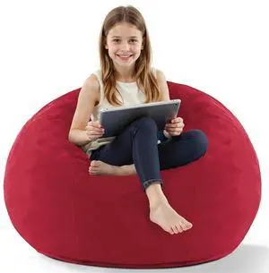 2FT Bean Bag Chair, 2' Beanbags Small Bean Bag Chairs with Filling, Teardrop Bean Bag Chair Luxurious Velvet Ultra Soft Fur with Removable Cover (Red) 2FT Bean Bag Chair, 2' Beanbags Small Bean Bag Chairs with Filling, Teardrop Bean Bag Chair Luxurious Velvet Ultra Soft Fur with Removable Cover (Red)