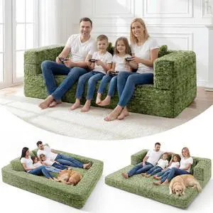 Convertible Sofa Bed, 3-in-1 Futon Sofa Bed with Pillow, Foldable Pull Out Floor Sofa Bed with Removable Cover, Plush Boneless Couch for Living Room/Bedroom/Dorm Convertible Sofa Bed, 3-in-1 Futon Sofa Bed with Pillow, Foldable Pull Out Floor Sofa Bed with Removable Cover, Plush Boneless Couch for Living Room/Bedroom/Dorm