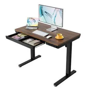 Electric Standing Desk with Drawers, 40 X 24 Inch Electric Adjustable Height Desk, Quick Install One-Piece Tabletop with USB Charging Ports, Sit to Stand Up Desk for Home Office, Black Walnut Electric Standing Desk with Drawers, 40 X 24 Inch Electric Adjustable Height Desk, Quick Install One-Piece Tabletop with USB Charging Ports, Sit to Stand Up Desk for Home Office, Black Walnut