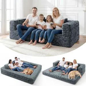 Convertible Sofa Bed, 3-in-1 Futon Sofa Bed with Pillow, Foldable Pull Out Floor Sofa Bed with Removable Cover, Plush Boneless Couch for Living Room/Bedroom/Dorm Convertible Sofa Bed, 3-in-1 Futon Sofa Bed with Pillow, Foldable Pull Out Floor Sofa Bed with Removable Cover, Plush Boneless Couch for Living Room/Bedroom/Dorm