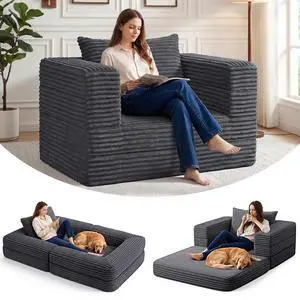 Futon Sofa Bed,3-in-1 Convertible Sofa Bed with Pillow,Folding Sofa Bed with Removable Cover,Sleeper Sofa Bed Couch,Boneless Couches for Living Room, Bedroom,Full,Dark Grey Futon Sofa Bed,3-in-1 Convertible Sofa Bed with Pillow,Folding Sofa Bed with Removable Cover,Sleeper Sofa Bed Couch,Boneless Couches for Living Room, Bedroom,Full,Dark Grey