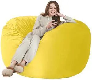 Bean Bag Chair: Giant 5' Memory Foam Furniture Bean Bag Chairs for Adults with Microfiber Cover 5Ft(Mustard) Bean Bag Chair: Giant 5' Memory Foam Furniture Bean Bag Chairs for Adults with Microfiber Cover 5Ft(Mustard)