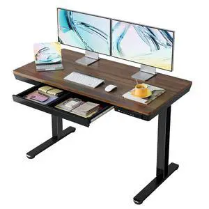 Electric Standing Desk with Drawers, 48 X 24 Inch Electric Adjustable Height Desk, Quick Install One-Piece Tabletop with USB Charging Ports, Sit to Stand Up Desk for Home Office, Black Walnut Electric Standing Desk with Drawers, 48 X 24 Inch Electric Adjustable Height Desk, Quick Install One-Piece Tabletop with USB Charging Ports, Sit to Stand Up Desk for Home Office, Black Walnut