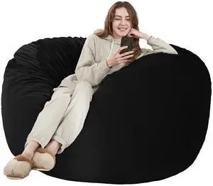 Bean Bag Chair: Giant 5' Memory Foam Furniture Bean Bag Chairs for Adults with Microfiber Cover 5Ft (Black) Bean Bag Chair: Giant 5' Memory Foam Furniture Bean Bag Chairs for Adults with Microfiber Cover 5Ft (Black)