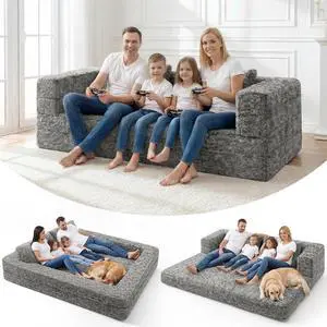 Convertible Sofa Bed, 3-in-1 Futon Sofa Bed with Pillow, Foldable Pull Out Floor Sofa Bed with Removable Cover, Plush Boneless Couch for Living Room/Bedroom/Dorm Convertible Sofa Bed, 3-in-1 Futon Sofa Bed with Pillow, Foldable Pull Out Floor Sofa Bed with Removable Cover, Plush Boneless Couch for Living Room/Bedroom/Dorm