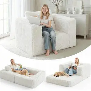 Convertible Sofa Bed, 3-in-1 Futon Sofa Bed with Pillow, Foldable Pull Out Floor Sofa Bed with Removable Cover, Plush Boneless Couch for Living Room/Bedroom/Dorm Convertible Sofa Bed, 3-in-1 Futon Sofa Bed with Pillow, Foldable Pull Out Floor Sofa Bed with Removable Cover, Plush Boneless Couch for Living Room/Bedroom/Dorm