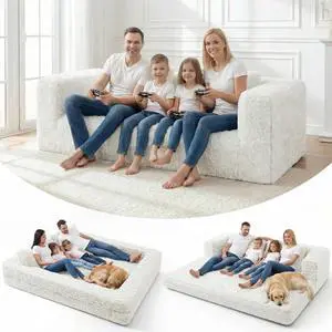 Convertible Sofa Bed, 3-in-1 Futon Sofa Bed with Pillow, Foldable Pull Out Floor Sofa Bed with Removable Cover, Plush Boneless Couch for Living Room/Bedroom/Dorm Convertible Sofa Bed, 3-in-1 Futon Sofa Bed with Pillow, Foldable Pull Out Floor Sofa Bed with Removable Cover, Plush Boneless Couch for Living Room/Bedroom/Dorm