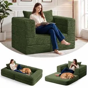 Futon Sofa Bed,3-in-1 Convertible Sofa Bed with Pillow,Folding Sofa Bed with Removable Cover,Sleeper Sofa Bed Couch,Boneless Couches for Living Room, Bedroom,Full,Green Futon Sofa Bed,3-in-1 Convertible Sofa Bed with Pillow,Folding Sofa Bed with Removable Cover,Sleeper Sofa Bed Couch,Boneless Couches for Living Room, Bedroom,Full,Green