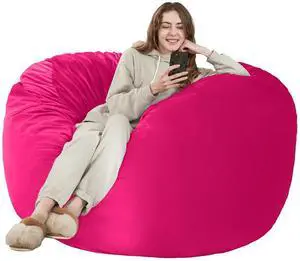 Bean Bag Chair: Giant 4' Memory Foam Furniture Bean Bag Chairs for Adults with Microfiber Cover 4Ft (Hot Pink) Bean Bag Chair: Giant 4' Memory Foam Furniture Bean Bag Chairs for Adults with Microfiber Cover 4Ft (Hot Pink)